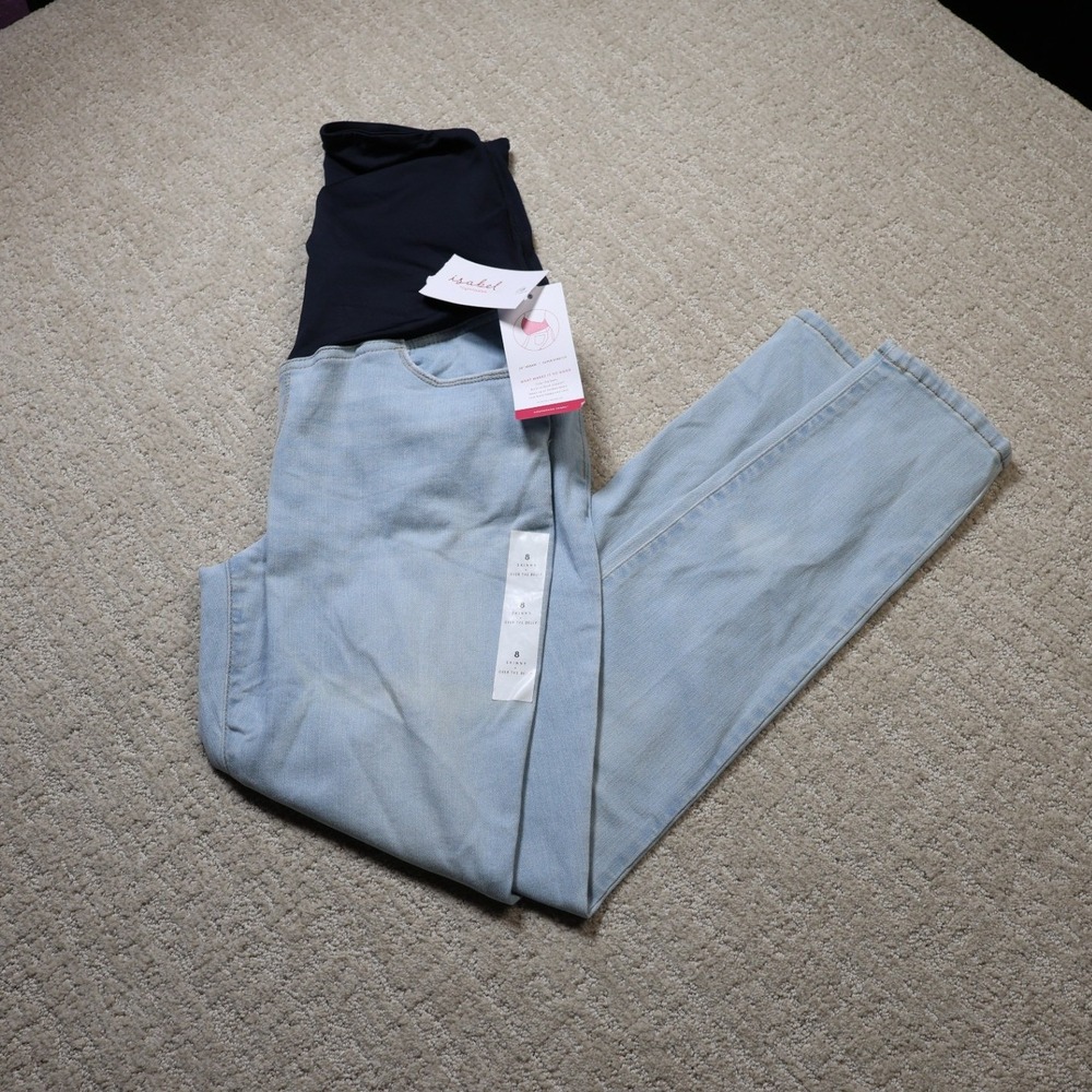 Isabel Maternity by Ingrid & Isabel Skinny Over the Belly Jeans Light Blue 8